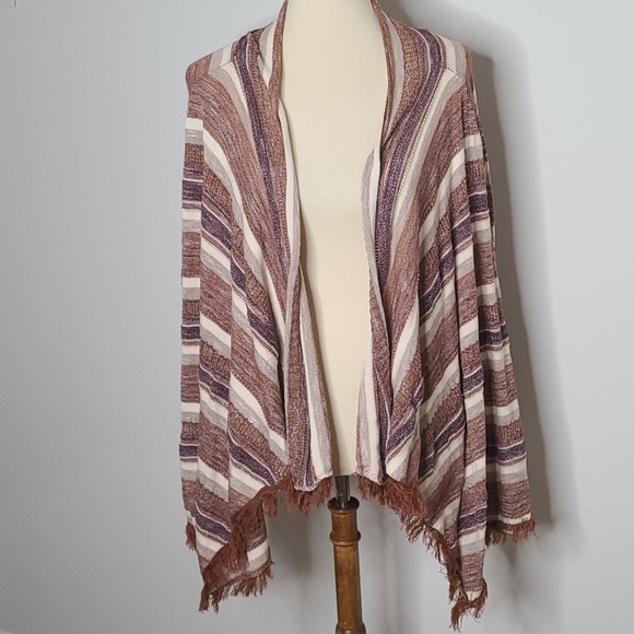 peyton primrose Sweaters - 5/25 ❤ striped fringe long sleeve sweater